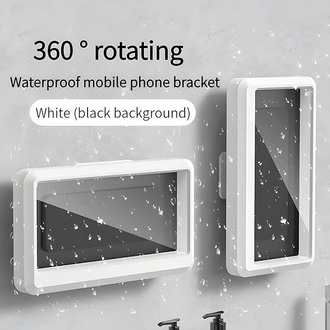 Waterproof Shower Phone Holder – Wall-Mounted Anti-Fog Case for Bathroom (Fits up to 6.8")