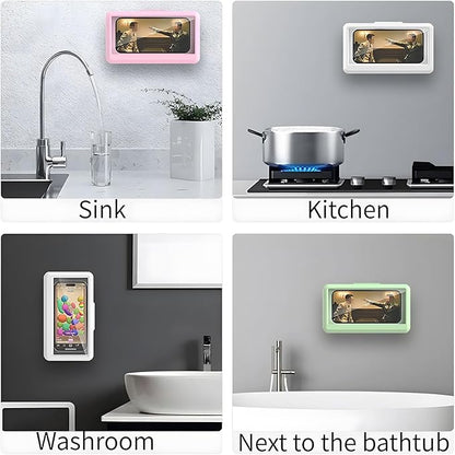 Waterproof Shower Phone Holder – Wall-Mounted Anti-Fog Case for Bathroom (Fits up to 6.8")