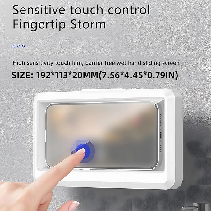 Waterproof Shower Phone Holder – Wall-Mounted Anti-Fog Case for Bathroom (Fits up to 6.8")