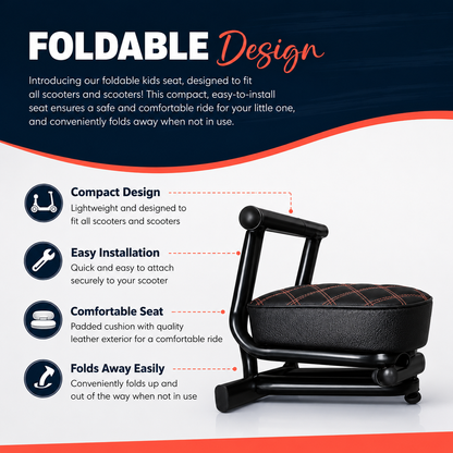 Foldable design - compact, easy installation, comfortable padded seat, folds away easily
