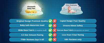 SleepSafe baby net compared with cheaper duplicate nets