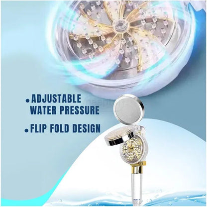 High Pressure Handheld Shower Head – Flip-Fold Steel Nozzle with Filter